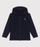 Sudadera infantil de algodón liso con capucha y cremallera azul SMOKING