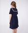 Vestido infantil liso de algodón de manga corta azul SMOKING