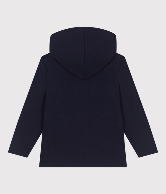 Sudadera infantil de algodón liso con capucha y cremallera azul SMOKING