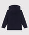 Sudadera infantil de algodón liso con capucha y cremallera azul SMOKING